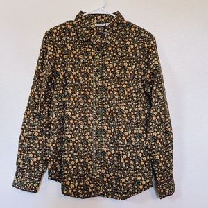 Retro Brown Floral Button Down Shirt